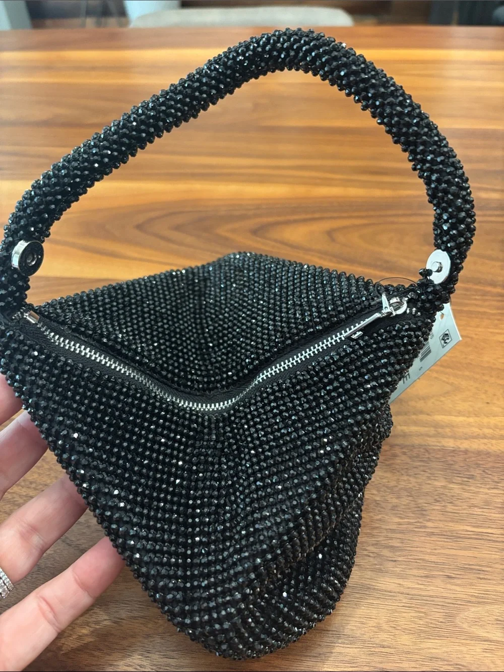 NWT New I.N.C. International Concepts Black Doris Sparkle Mesh Pouch Purse